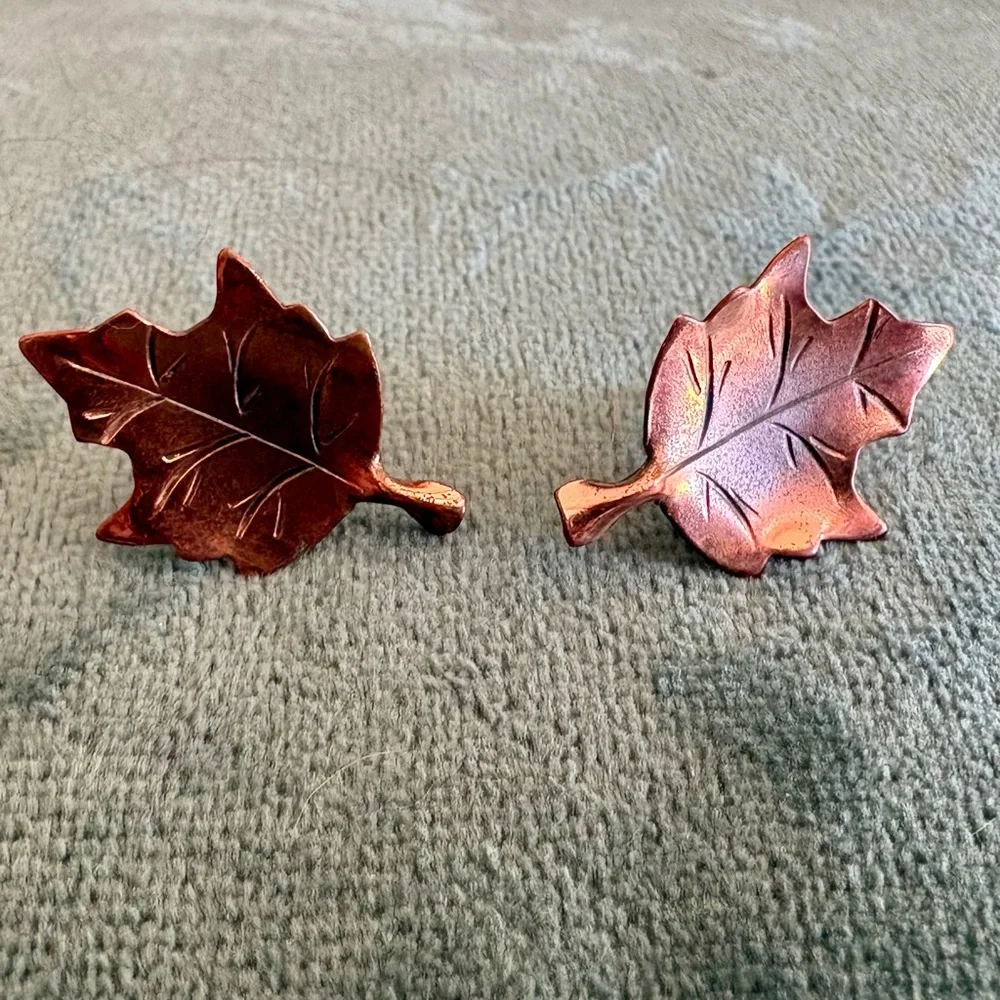 3 FOR $25: Copper Stuart Nye Maple Leaf Earrings - Picture 2 of 3